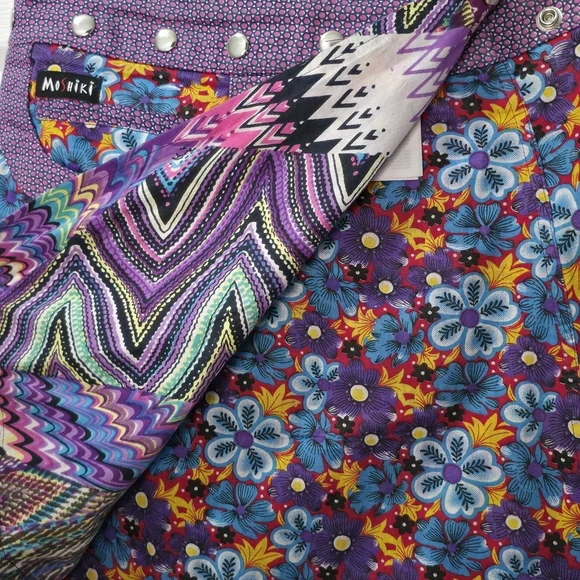 Moshiki (or Miriki/Gugi) Reversible Floral Cotton Wrap Mini Skirt Snap OSFM S-XL - Picture 5 of 13